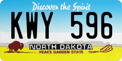 ND license plate KWY596