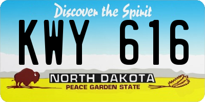ND license plate KWY616