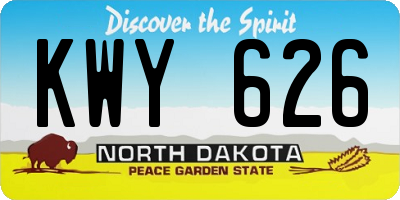 ND license plate KWY626