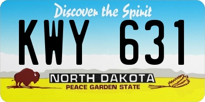 ND license plate KWY631