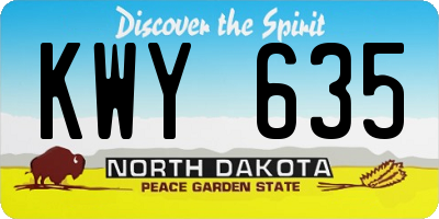 ND license plate KWY635
