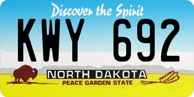 ND license plate KWY692
