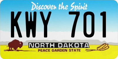 ND license plate KWY701