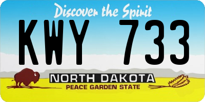 ND license plate KWY733