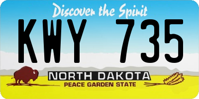 ND license plate KWY735