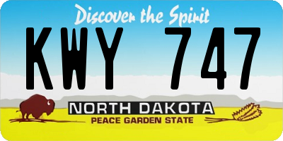 ND license plate KWY747