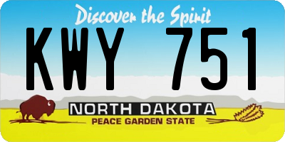 ND license plate KWY751