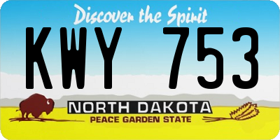 ND license plate KWY753