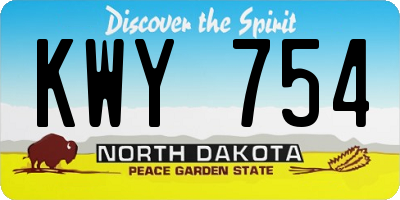 ND license plate KWY754