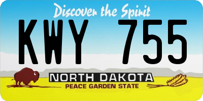 ND license plate KWY755