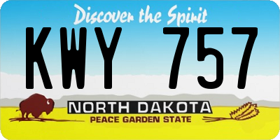 ND license plate KWY757