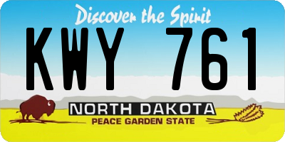 ND license plate KWY761