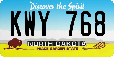 ND license plate KWY768