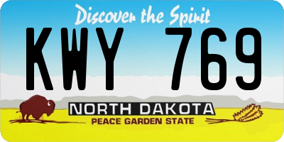 ND license plate KWY769