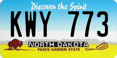 ND license plate KWY773