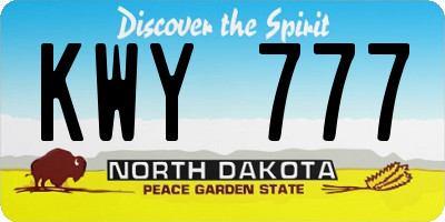 ND license plate KWY777
