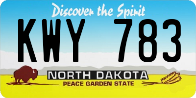 ND license plate KWY783