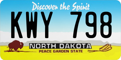 ND license plate KWY798