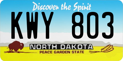 ND license plate KWY803