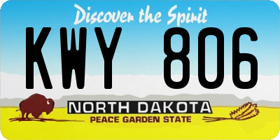 ND license plate KWY806
