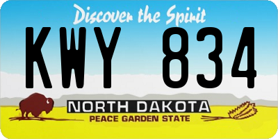 ND license plate KWY834