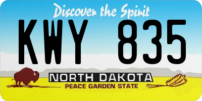 ND license plate KWY835