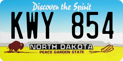 ND license plate KWY854