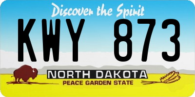 ND license plate KWY873