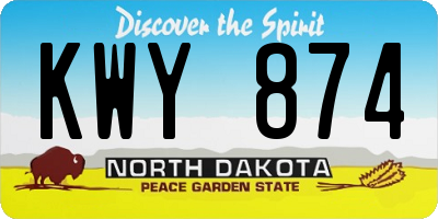 ND license plate KWY874