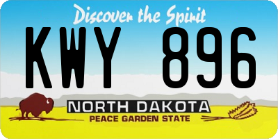 ND license plate KWY896