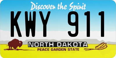 ND license plate KWY911