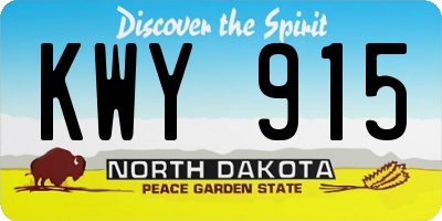 ND license plate KWY915