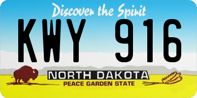 ND license plate KWY916