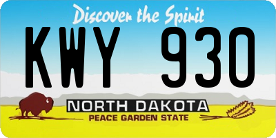 ND license plate KWY930