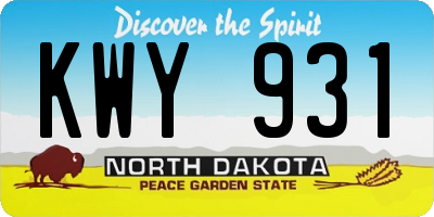 ND license plate KWY931