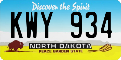 ND license plate KWY934