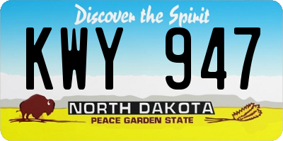 ND license plate KWY947