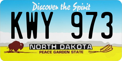 ND license plate KWY973