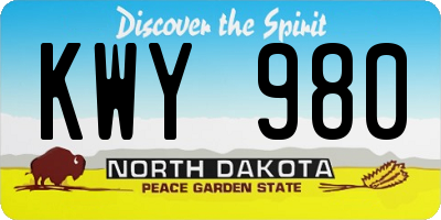 ND license plate KWY980