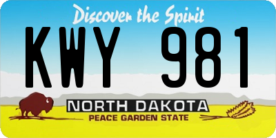 ND license plate KWY981