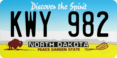 ND license plate KWY982
