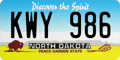 ND license plate KWY986