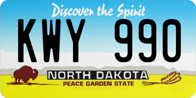 ND license plate KWY990