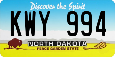 ND license plate KWY994