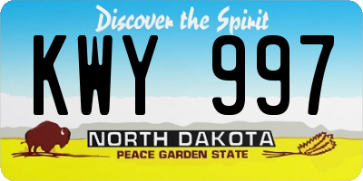 ND license plate KWY997