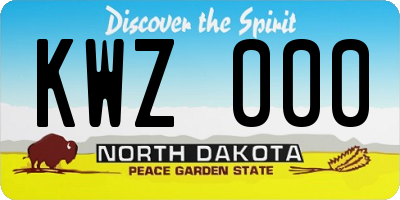 ND license plate KWZ000