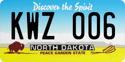 ND license plate KWZ006