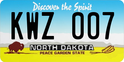 ND license plate KWZ007