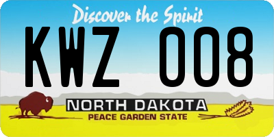 ND license plate KWZ008