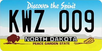 ND license plate KWZ009